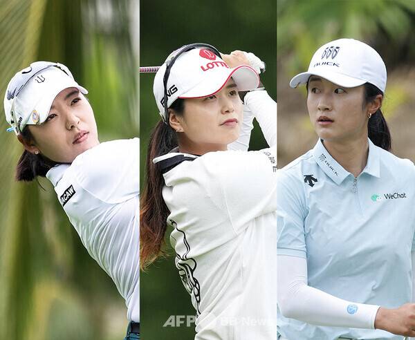 2026년 미국여자프로골프(LPGA) 투어 '아시안 스윙' 블루베이 LPGA 골프대회 우승 경쟁에 뛰어든 이미향, 최혜진 프로, 중국의 류위. 사진제공=ⓒAFPBBNews = News1 (사진을 무단으로 사용하지 마십시오.)