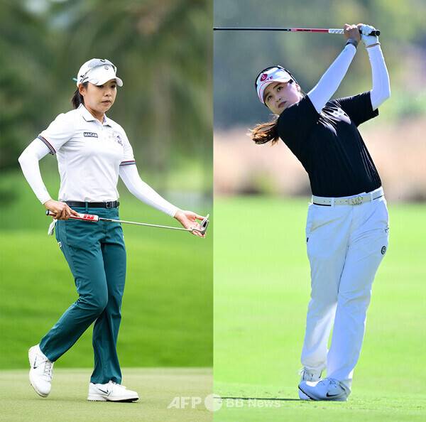 2026년 미국여자프로골프(LPGA) 투어 '아시안 스윙' 블루베이 LPGA 우승을 차지한 한국의 이미향 프로, 함께 우승 경쟁한 최혜진 프로. 사진제공=ⓒAFPBBNews = News1 (사진을 무단으로 사용하지 마십시오.)