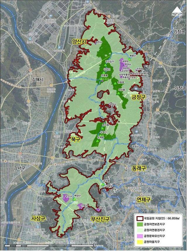 부산 금정산 국립공원 지정 공원 경계. 부산시 제공