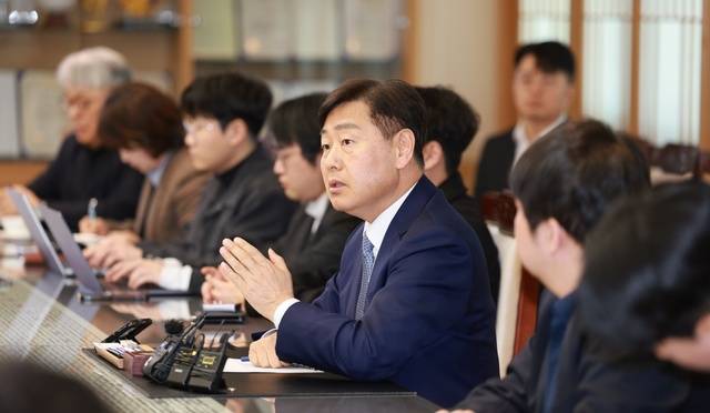 김관영 지사가 9일 전북특별자치도청에서 출입기자단과 간담회를 갖고 있다. /전북도 제공