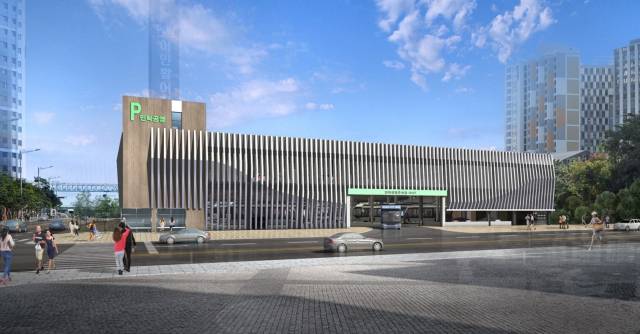 9일 수영구청은 현재 수영구 민락동 밀락더마켓 우측 부지에 조성하고 있는 민락매립지 공영주차장을 오는 5월 중 운영한다고 밝혔다. 사진은 민락매립지 공영주차장 조감도. 수영구청 제공