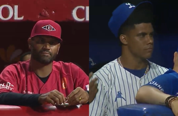 푸홀스 감독과 소토(사진=중계방송 화면)