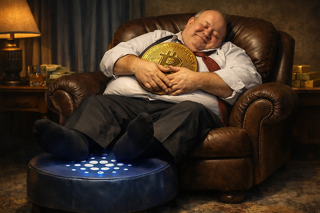 비트코인과 카르다노의 차이는 '가능성'과 '현실'이다. 기관 자금과 제도권이 유입된 비트코인은 이미 시장이 선택한 자산이다. 반면 카르다노는 기술적 비전은 크지만 실제 자금과 사용자는 제한적이다. 투자에선 상상력보다 이미 형성된 자금 흐름이 더 오래 살아남는다. /챗GPT 제작 이미지