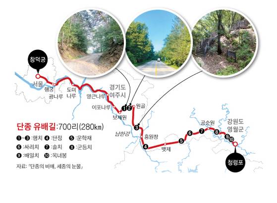 단종 유배길. 그래픽=박춘환 기자 park.choonhwan@joongang.co.kr