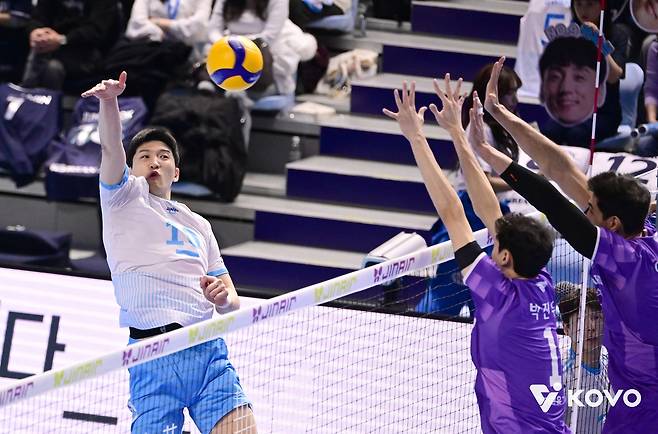 공격 시도하는 대한항공 정지석 [한국배구연맹 제공. 재판매 및 DB 금지]