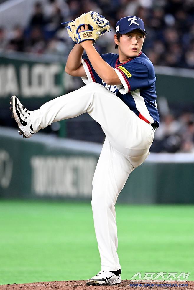 9일 일본 도쿄돔에서 열린 WBC(월드베이스볼클래식) 한국과 호주의 경기, 8회말 김택연이 역투하고 있다. 도쿄(일본)=허상욱 기자wook@sportschosun.com/2026.03.09/