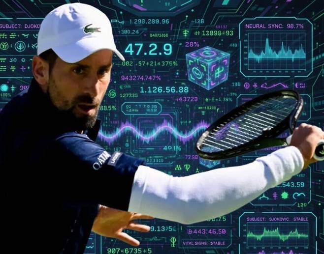 흰색 슬리브를 착용한 조코비치와 AI합성 이미지. TennisTonic