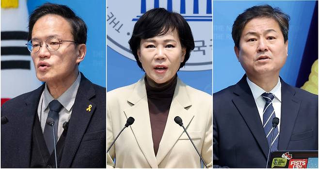 왼쪽부터 더불어민주당 박주민 의원, 전현희 의원, 김영배 의원./연합뉴스