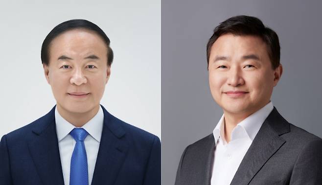 삼성전자 반도체(DS) 부문의 전영현 부회장(왼쪽), 모바일·가전(DX) 부문의 노태문 사장. 연합뉴스