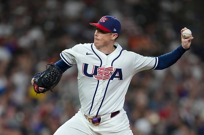 미국 대표팀 야브로가 11일(이하 한국 시간) 미국 텍사스주 휴스턴 다이킨 파크에서 열린 2026 WBC 조별예선 B조 4차전 이탈리아전에서 역투하고 있다. 사진 | 휴스턴=AFP 연합뉴스