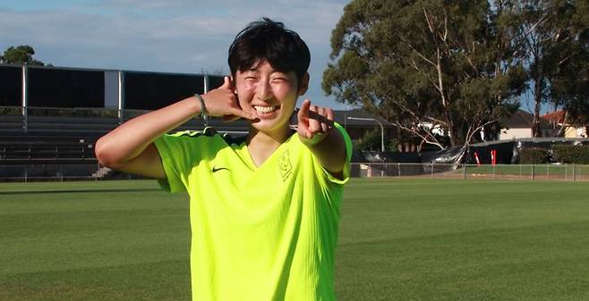 [서울=뉴시스] 한국 여자 축구 대표팀의 김신지. (사진=대한축구협회 영상 캡처) *재판매 및 DB 금지