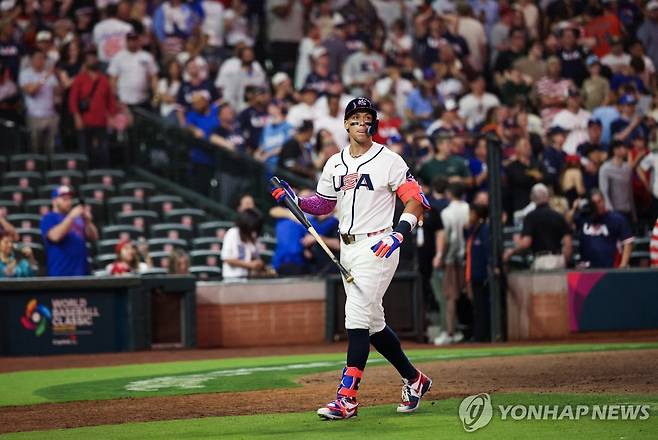 삼진으로 물러난 미국 대표팀 에런 저지 [Imagn Images=연합뉴스]