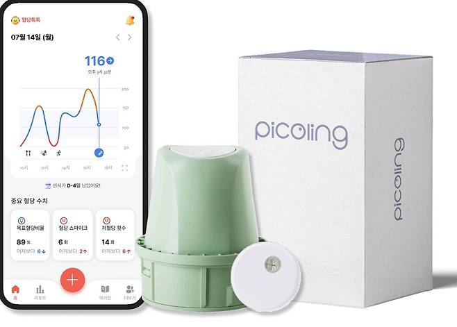 식품의약품안전처로부터 3등급 의료기기 허가를 획득한 HLB라이프케어의 개인용 체내 연속혈당기 '피코링'(Picoling). (HLB라이프케어 제공)