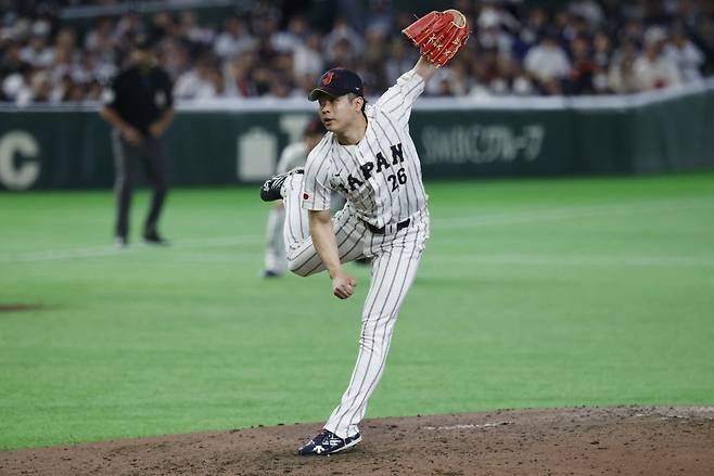 Baseball - World Baseball Classic - Pool C - South Korea v Japan - Tokyo Dome, Tokyo, Japan - March 7, 2026 Japan's Atsuki Taneichi in action REUTERS/Kim Kyung-Hoon

<저작권자(c) 연합뉴스, 무단 전재-재배포, AI 학습 및 활용 금지>