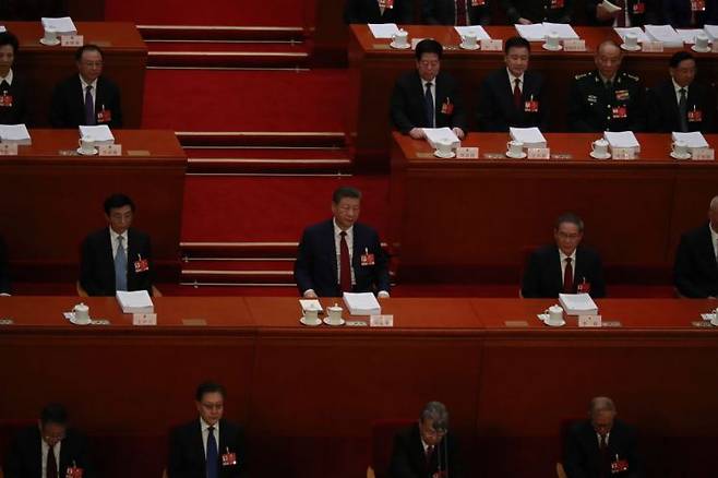 시진핑 중국 국가 주석을 비롯한 지도부가 지난 5일 베이징 인민대회당에서 개최된 전국인민대표대회(전인대) 연례회의에 참석해 있다. 연합뉴스