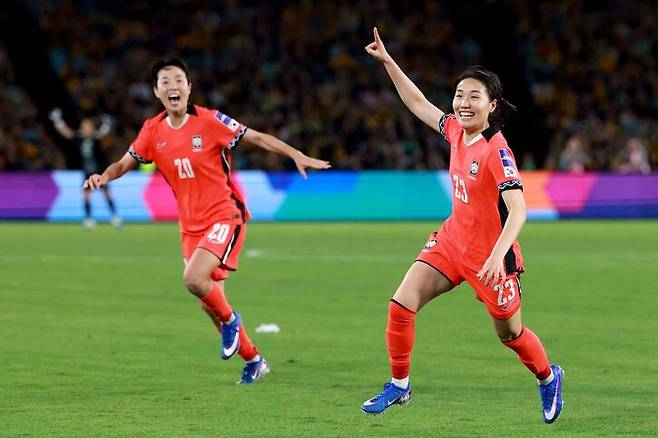 지난 10일 호주(오스트레일리아)전 당시 한국 대표팀의 모습. AFP 연합뉴스