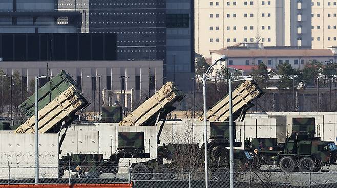 지난 8일 경기 평택 주한미군 기지 캠프 험프리스에 패트리엇이 배치돼 있다. 연합뉴스