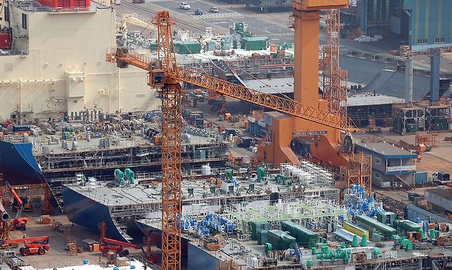 12일 한화오션 거제사업장의 모습. 연합뉴스