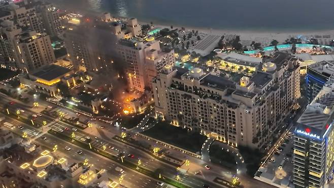 두바이 포격 당시 현장 영상.(출처=유튜브 채널 ‘수길따라(sugilway)’ 캡처)