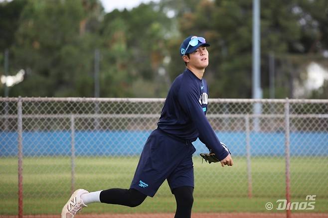 NC 박시원이 미국 애리조나 투손 스프링캠프서 훈련하고 있다. 사진 | NC 다이노스