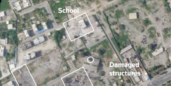 미국이 표적 설정을 잘못해 오폭한 이란 남부 여자 초등학교 일대를 촬영한 위성사진./로이터 연합뉴스