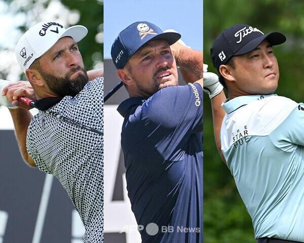 2026년 LIV 골프 시리즈 싱가포르 대회에 출전한 존 람(스페인), 브라이슨 디섐보(미국), 이태훈(캐나다). 사진제공=ⓒAFPBBNews = News1 (사진을 무단으로 사용하지 마십시오.)