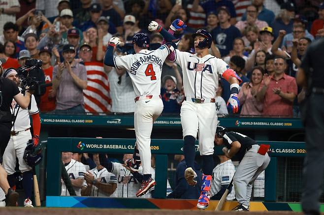 세리머니하는 미국 야구 대표팀 선수들.  AFP연합뉴스