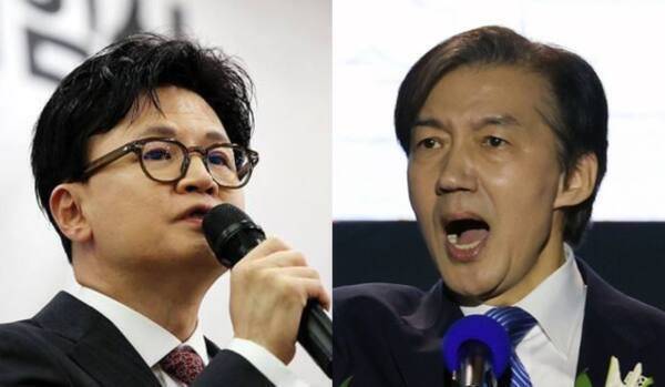 한동훈 국민의힘 전 대표(왼쪽)와 조국 조국혁신당 대표. 연합뉴스