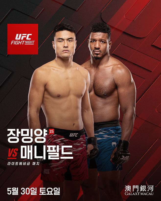 장밍양vs매니필드 매치 포스터. /사진=UFC 제공