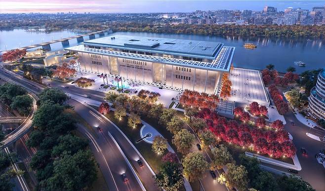 새로운 트럼프 케네디 센터 조감도 [도널드 트럼프 대통령 SNS 갈무리. 재판매 및 DB 금지]