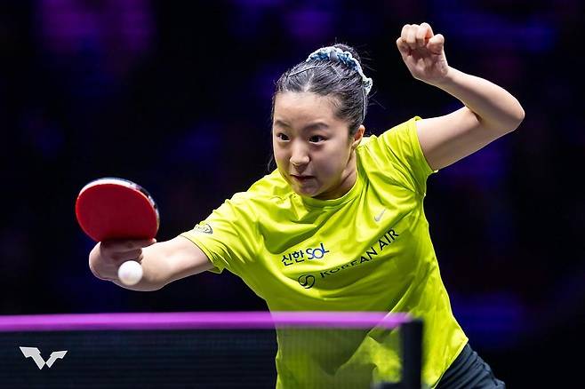 WTT 챔피언스 충칭 여자 단식에 나선 신유빈 [WTT 인스타그램 캡처. 재판매 및 DB 금지]