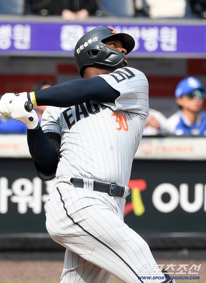 12일 대전한화생명볼파크에서 열린 KBO리그 한화 이글스와 삼성 라이온즈의 시범경기. 한화 페라자가 타격을 하고 있다. 대전=박재만 기자 pjm@sportschosun.com/2026.03.12/