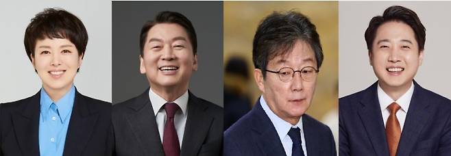 경기도지사 출마가 예상됐던 범보수 후보들. (왼쪽부터)김은혜, 안철수 의원, 유승민 전 의원, 이준석 개혁신당 대표. 뉴시스