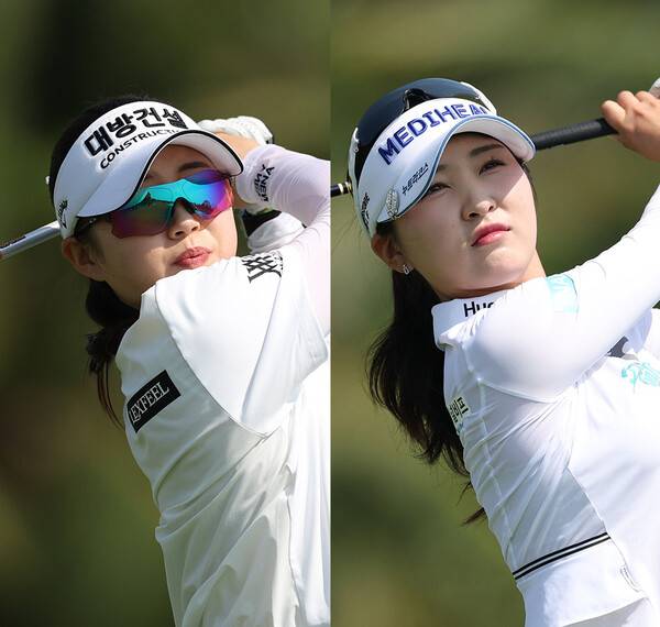 한국여자프로골프(KLPGA) 투어 2026시즌 개막전인 '신설 대회' 리쥬란 챔피언십 우승을 차지한 임진영 프로와 준우승한 이예원 프로가 최종라운드에서 경기하는 모습이다. 사진제공=KLPGA (사진을 무단으로 사용하지 마십시오.)