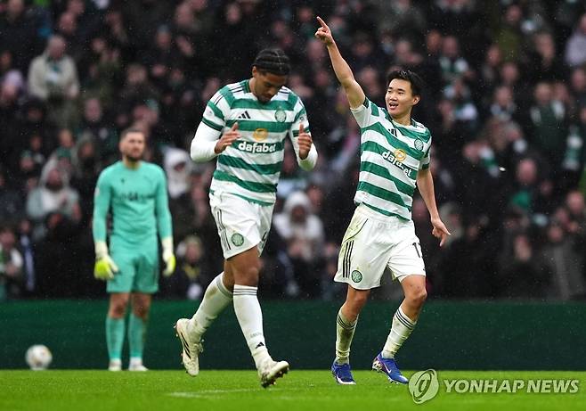 골 넣고 기뻐하는 양현준 [AP=연합뉴스]