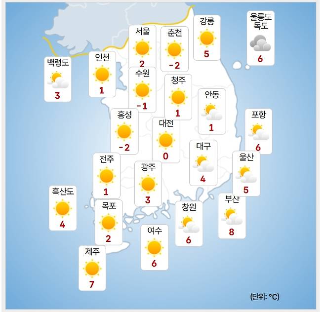 ⓒ기상청: 내일(17일) 오전 날씨