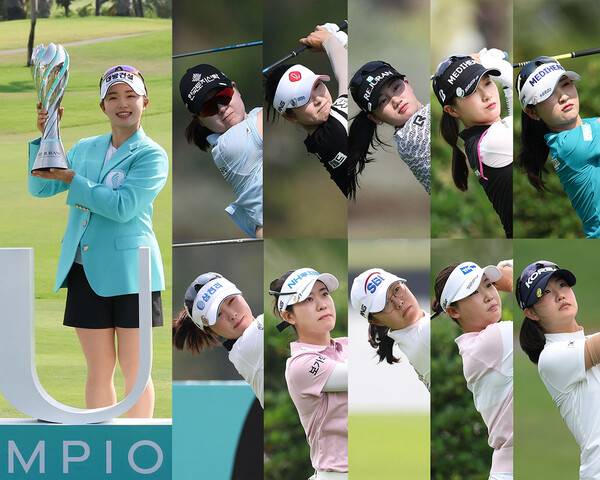한국여자프로골프(KLPGA) 투어 2026시즌 개막전인 '신설 대회' 리쥬란 챔피언십 우승을 차지한 임진영 프로. 그리고 경쟁한 홍정민, 유현조, 노승희, 박현경, 이예원, 전예성, 박민지, 김가희2, 김민솔, 오수민. 사진제공=KLPGA (사진을 무단으로 사용하지 마십시오.)