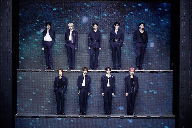 ZeroBaseOne performs during one of the encore concert of its ″Here & Now″ world tour held on March 13, 14 and 15 at the KSPO Dome in southern Seoul. [WAKEONE]