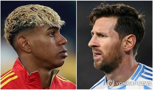 라민 야말(왼쪽)과 리오넬 메시 [AFP 연합뉴스 자료사진]