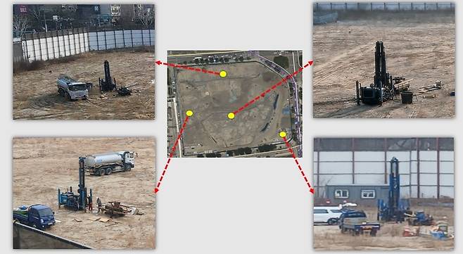 SH 측의 시추 작업이 확인된 부분 노란 점으로 표시한 부분이 시추 작업이 이뤄진 것으로 확인된 구역. [국가유산청 제공. 재판매 및 DB 금지]