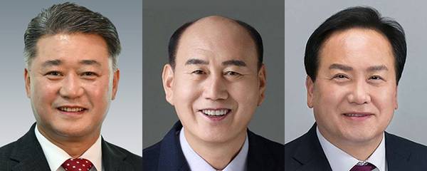 (왼쪽부터) 국민의힘 광명시장 후보 내정자 김정호 경기도의원, 동두천시장 후보 내정자 박형덕 현 시장, 오산시장 후보 내정자 이권재 현 시장.