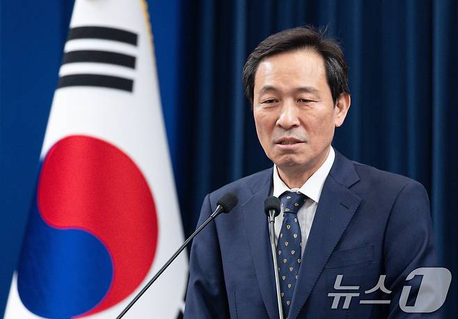 지난 1월 18일 우상호 정무수석이 청와대 춘추관에서 사직 인사말을 하고 있는 모습. 2026.1.18 ⓒ 뉴스1