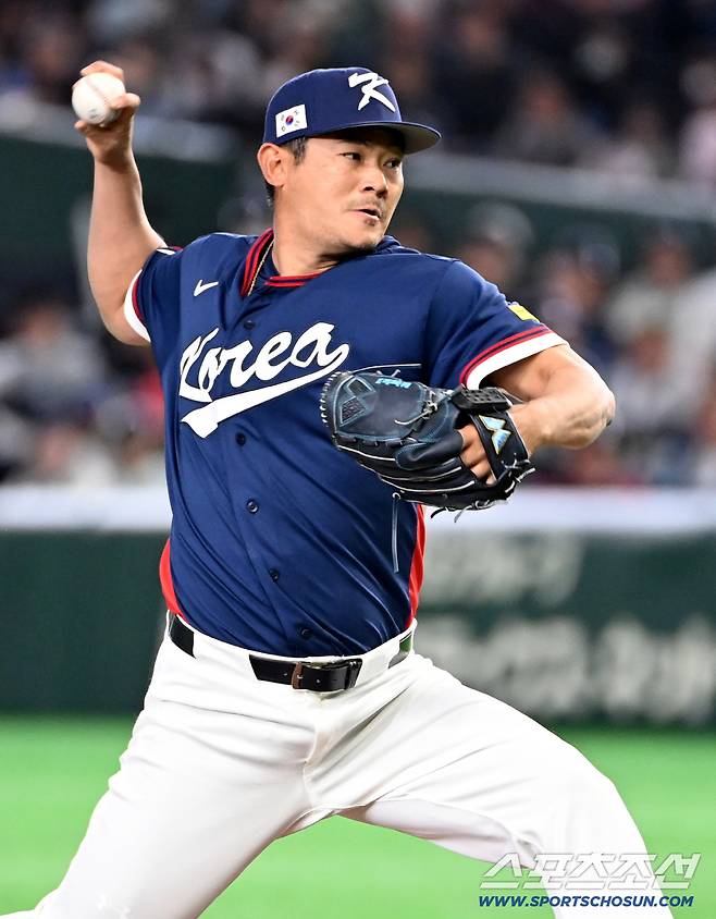 9일 일본 도쿄돔에서 열린 WBC(월드베이스볼클래식) 한국과 호주의 경기, 2회말 등판한 노경은이 역투하고 있다. 도쿄(일본)=허상욱 기자wook@sportschosun.com/2026.03.09/