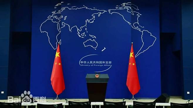 중국 외교부의 내외신 기자 브리핑 룸. 연합뉴스