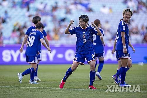 득점에 기뻐하는 우에키 리코 [신화=연합뉴스]