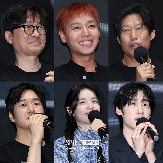 ▲ 사진 왼쪽 위부터 시계방향으로 '왕과 사는 남자' 흥행 감사 무대인사에 나선 장항준 감독, 박지훈, 유해진, 김민, 전미도, 유지태. ⓒ곽혜미 기자