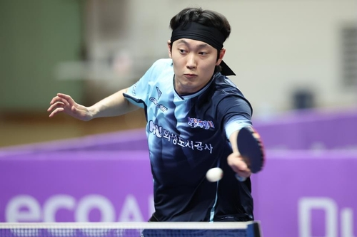 2026 두나무 탁구리그 시리즈에서 16강에 진출한 화성도시공사의 조대성. 사진=한국프로탁구연맹