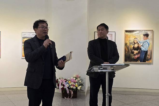 김인환 대전미협 지회장이 축사하고 있다.                                                                                           사진=한성일 기자