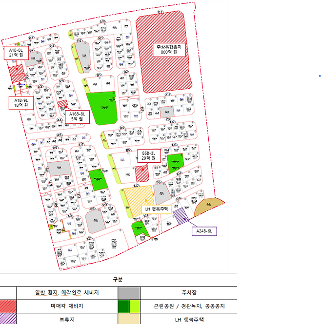 제주시 화북상업지역 체비지 매각 현황. (자료=제주시)
