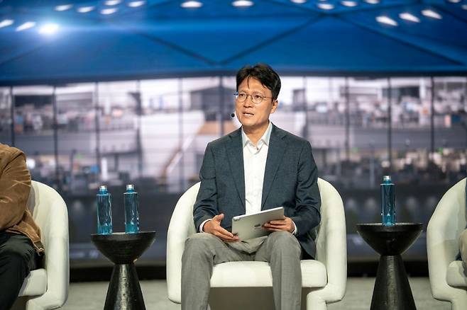 도승용 SK하이닉스 부사장(DT부문장)이 엔비디아 GTC 2026 패널 토론에 참석해 발언을 하고 있다.(SK하이닉스 제공)/뉴스1